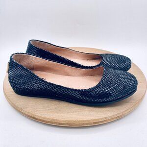 Fs Ny Shoes Womens 9 40 Black Leather Slip On Ballet Flats Snakeskin